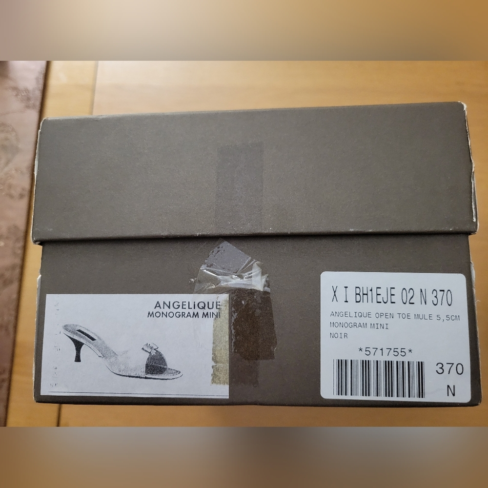 Louis Vuitton Angelique Open Toe Mules Charcoal Black Noir, 37 w Box - Picture 7 of 14